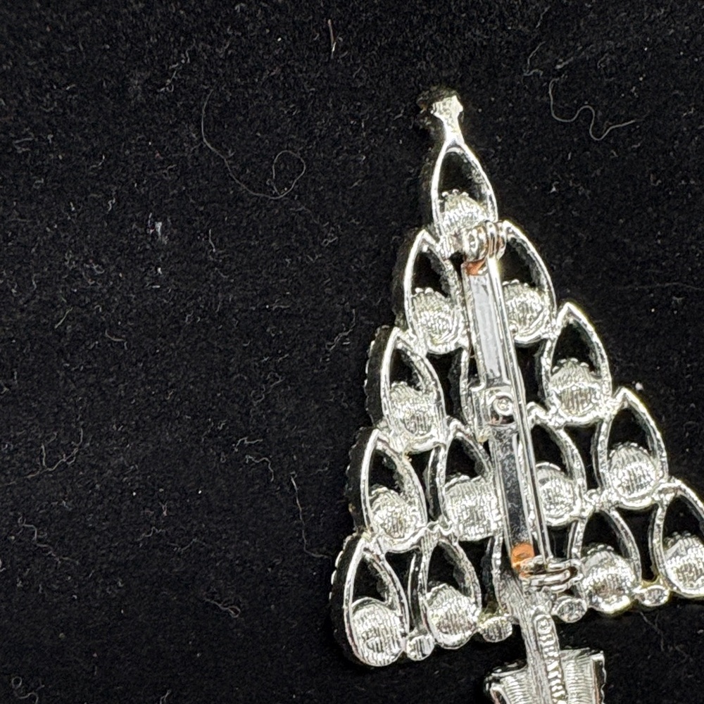 Beatrix Silver Crystal Holiday Tree Brooch - Picture 5 of 6
